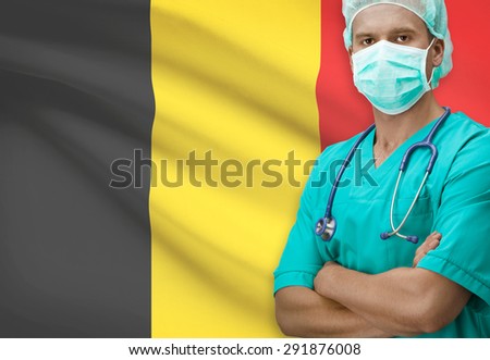 Surgeon with flag on background - Belgium
