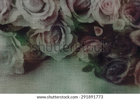 Abstract rose flower on burlap textured background,vintage-retro style