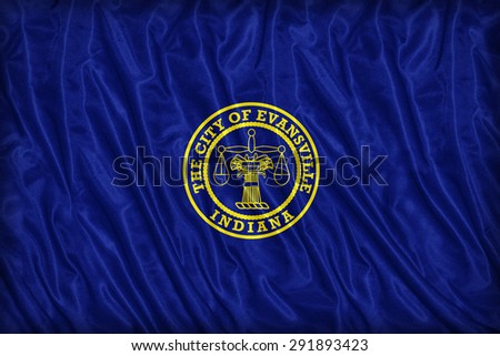 Evansville ,Indiana flag pattern on the fabric texture ,vintage style