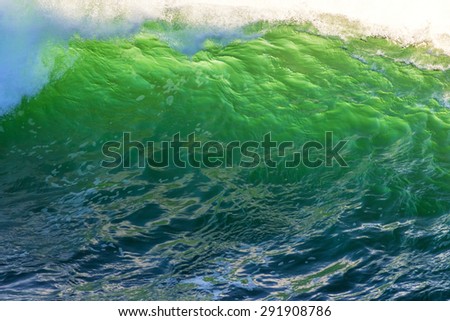 Texture of Ocean wave at sunset time.