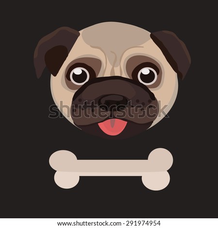 Vector Portrait of Pug Dog