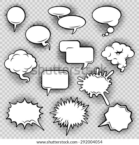 Comic speech bubbles icons collection of cloud oval rectangle and jagged shape contours abstract isolated vector illustration