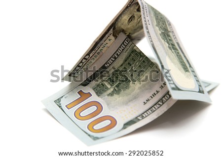hundred dollar bill on a white background