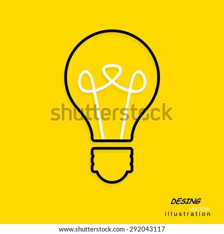 Bulb light idea. concept of ideas inspiration innovation. Yellow Background