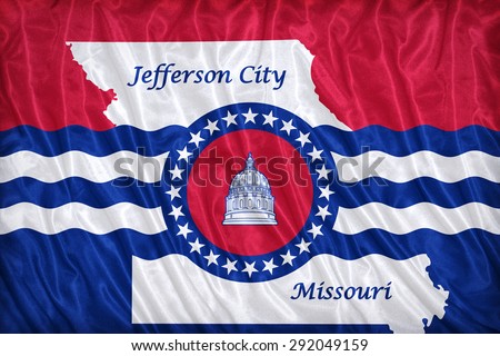 Jefferson City ,Missouri flag pattern on the fabric texture ,vintage style