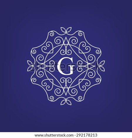 Stylish monogram design template with letter G on dark blue background.Vector illustration.