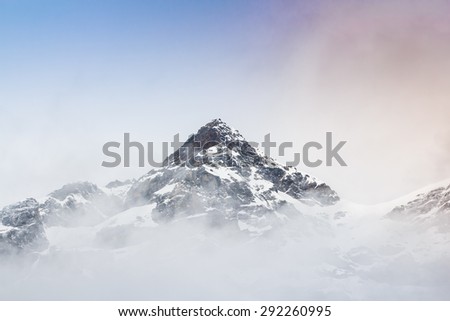 Snow mountain with fog , Lachen North Sikkim India Royalty-Free Stock Photo #292260995