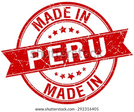 made in Peru red round vintage stamp
