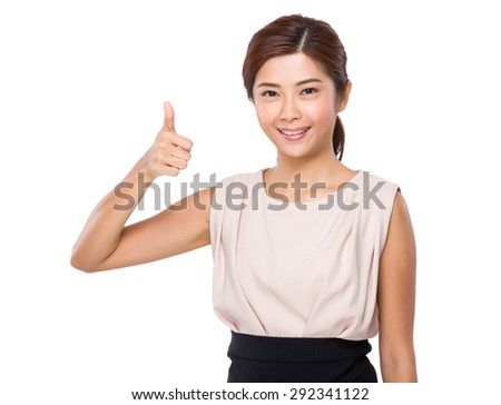 Young woman with thumb up gesture