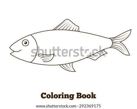 Coloring book herring fish cartoon educational illustration raster version