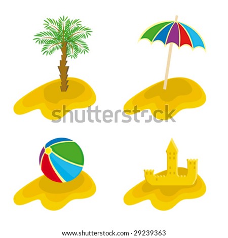 A set of  of beach stuff for your design. Vector illustration.
