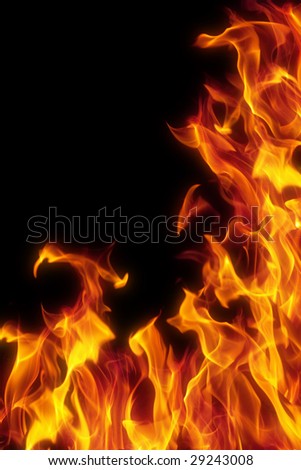 flame isolated over black background