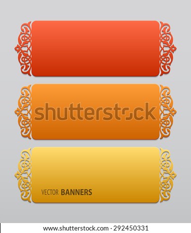 Set of 3d banners template with Persian floral elements 