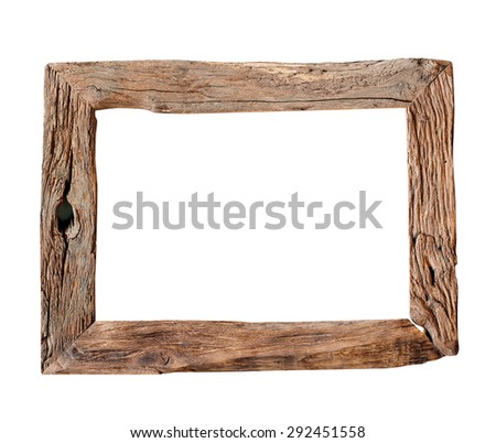 Wooden Frame. Rustic wood frame isolated on the white background 