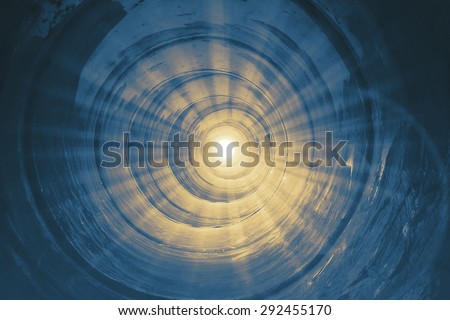 light from Dark-blue tunnel 
 Royalty-Free Stock Photo #292455170
