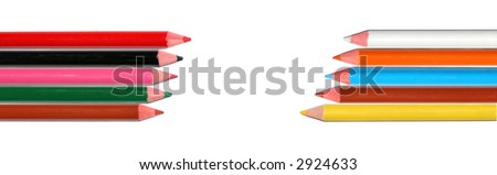 Colourful pencils with white space in middle to add text or pictures