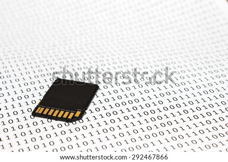 micro sd on binary code background