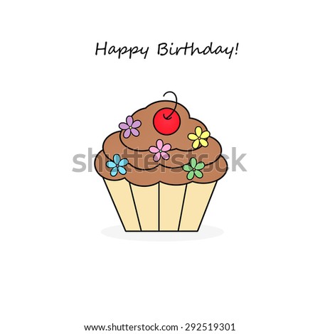 Cupcake with Flowers - Happy Birthday
