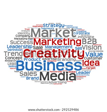 Vector concept or conceptual abstract word cloud on white background as metaphor for business, trend, media, focus, market, value, product, advertising or customer. Also for corporate wordcloud
