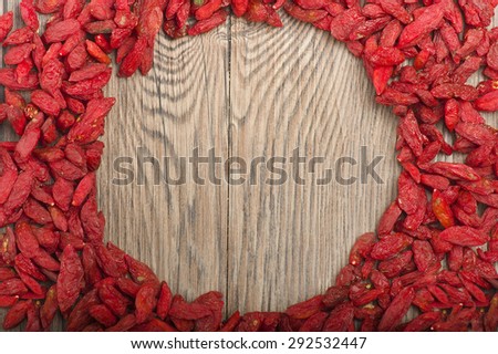 goji berries on a rustic wooden background
