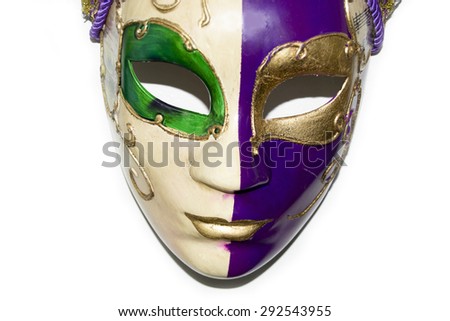 A beautiful two-faced venetian mask on a white background wallpaper (italy, style, pokerface)