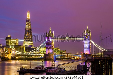View of Tower Bridge in the evening - London