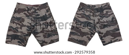 Shorts pant camouflage fashion design on isolated background.