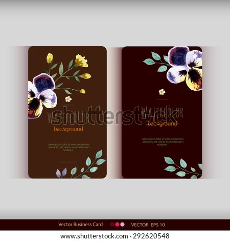 Set of two abstract watercolor cards. Watercolor flowers.Vector illustration