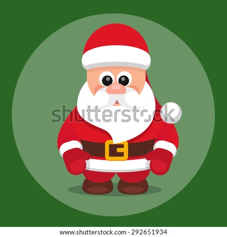 Christmas illustration of Santa Claus with a red coat and hat for holiday cards and websites in a flat style.