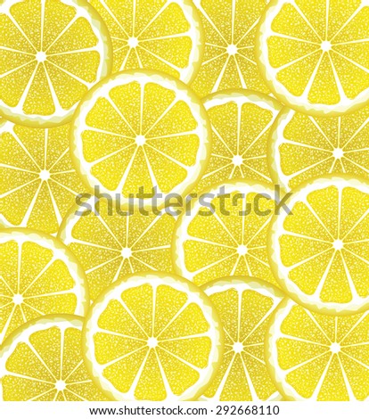 Bright background with juicy lemon slices, citrus fruit slices.