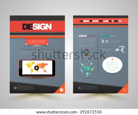 Template cover design front and back with smartphone. Vector illustration, Can use for cover book, brochure and document template.