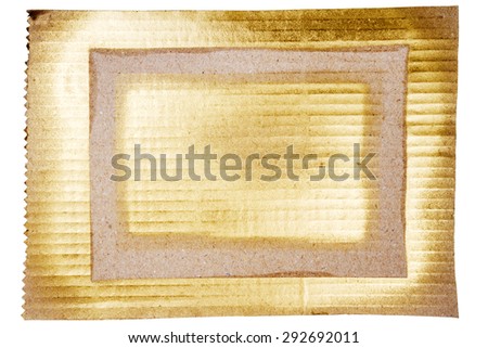Abstract hand painted with gold paint on cardboard arts background isolated on white   