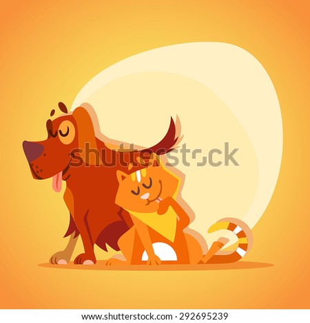 Cat and dog character. Mascot design. Vector illustration