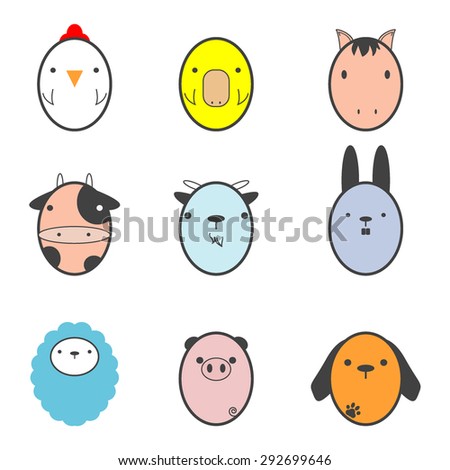 cute farm animals icon isolated on white background