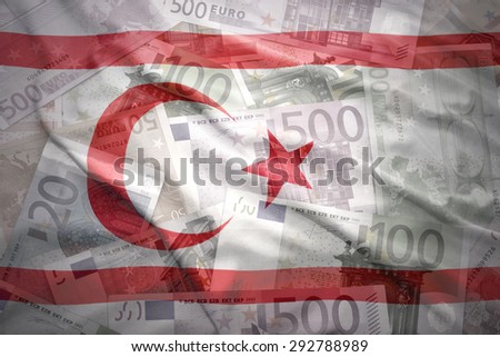 colorful waving northern cyprus flag on a euro money background