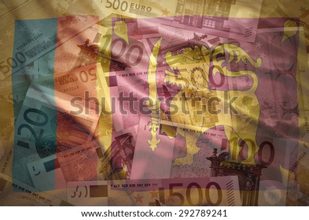 colorful waving sri lanka flag on a euro money background