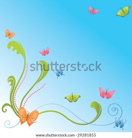 Summer background with butterflies