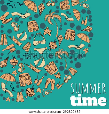 Pattern with summer associations and place for text. Summer time.