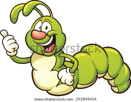 Cartoon caterpillar with thumbs up. Vector clip art illustration with simple gradients. All in a single layer.