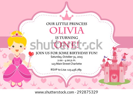 Princess Birthday Party Invitation Vector
