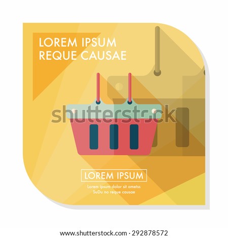 shopping basket flat icon with long shadow,eps10