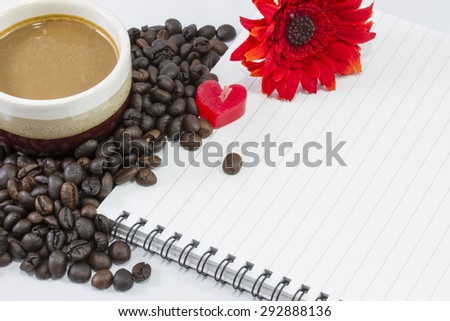 Note page with coffee and beans