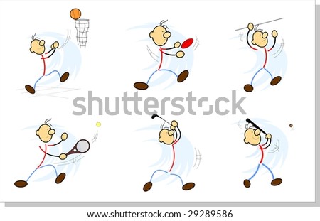Illustration of a cartoon boy doing different sports event	