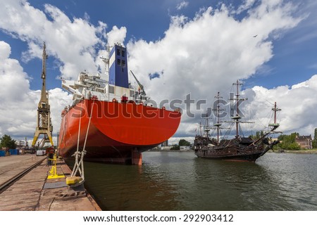 A civilian ship and the pirate ship