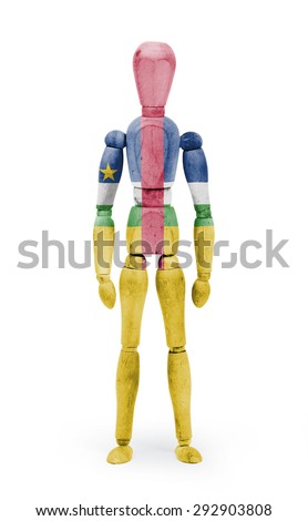 Wood figure mannequin with flag bodypaint on white background - Central African Republic