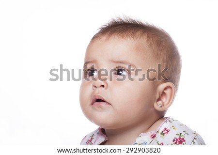 picture  of a beautiful  baby on a white background