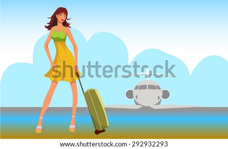 Air travel girl background