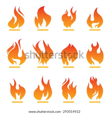 Set of Color Fire Icon.