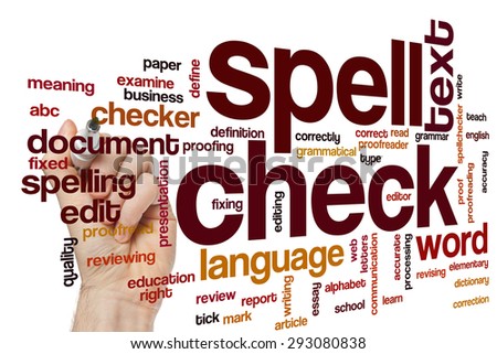 Spell check concept word cloud background