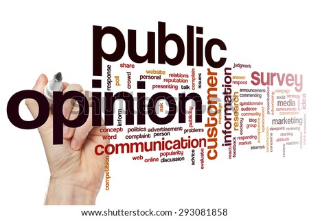 Public opinion concept word cloud background Royalty-Free Stock Photo #293081858